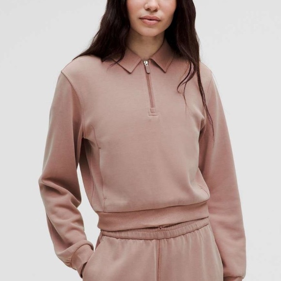Lululemon Athletica Softstreme Collared Sweatshirt • Twilight Rose • Sz M - Picture 1 of 6